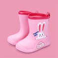 thumbnail image 2 of NOKIO Easy-On 𝗪aterproof Rain Boots for Kids Adjustable Strap Fastening System Reinforced Toe Guard Non-Marking Outsole Cartoon Animal Patterns Boys Girls, 2 of 4