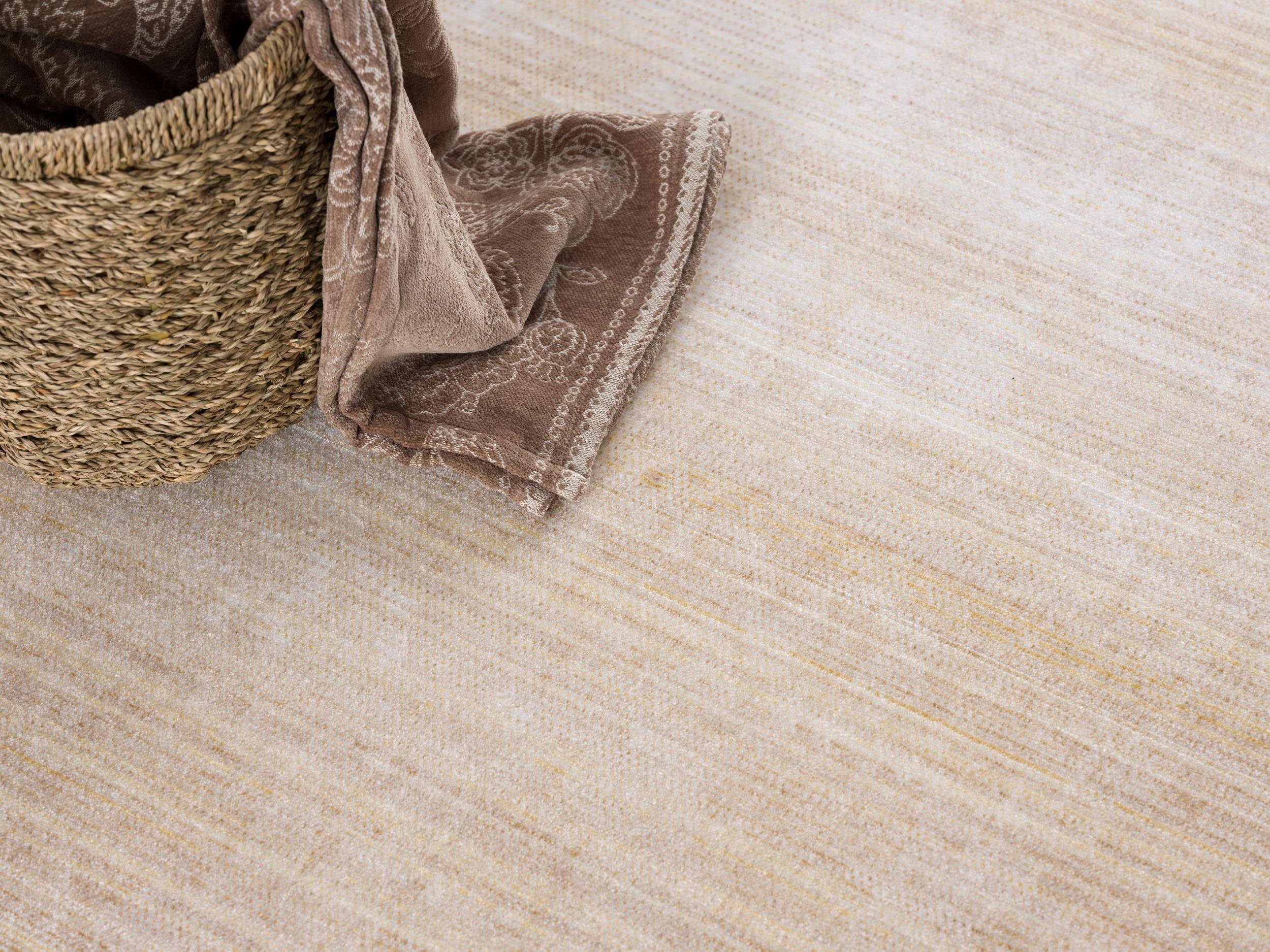 Tapis Branch Amalfi 2' x 14' (Taille exacte : 2'3" x 14') Tapis d'intérieur abstrait, beige bleu, lever de soleil - Entrée, couloir, salle de bain et cuisine
