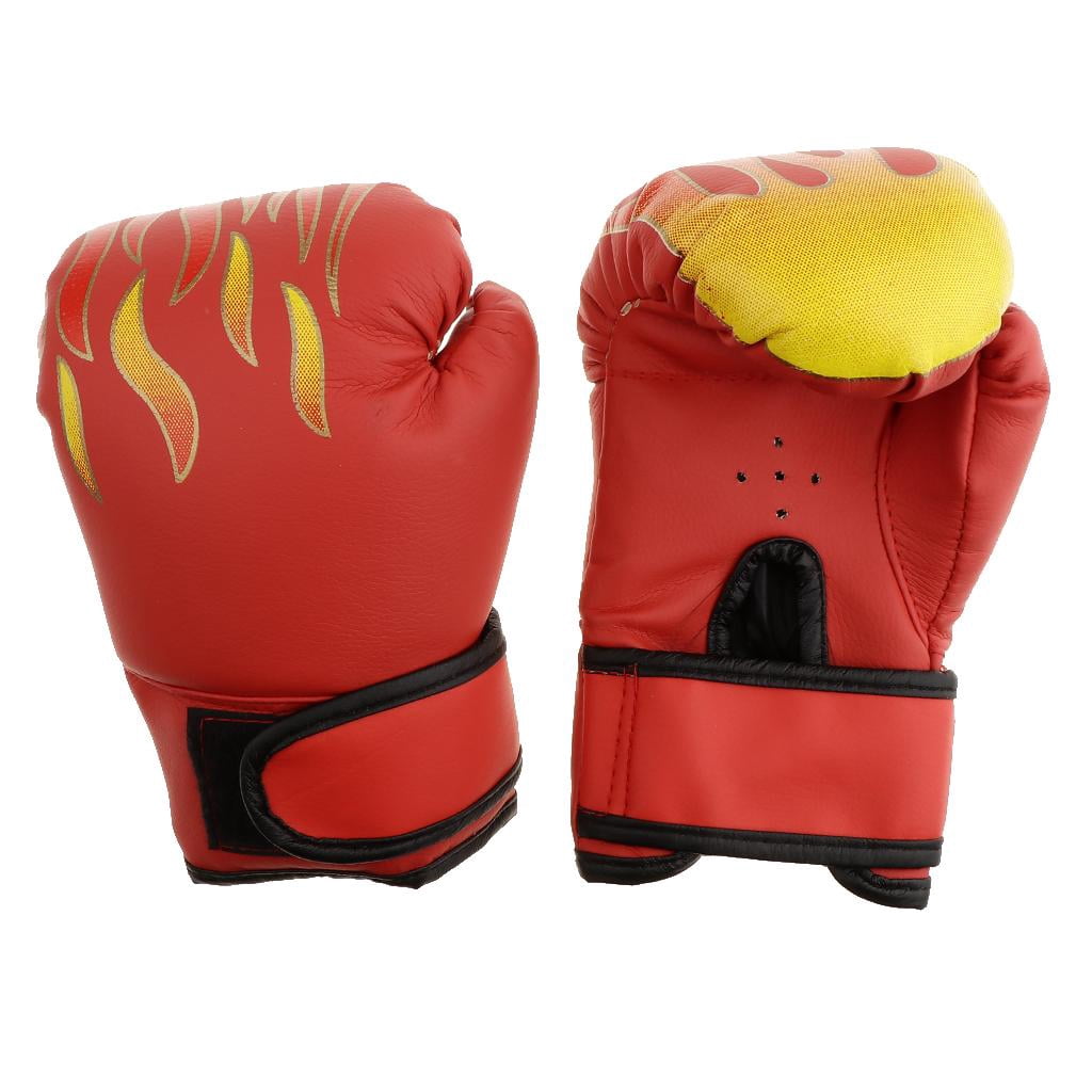 S SERENABLE 1 Paire Gants de Boxe pour Enfants 8 Sacs MMA Entraînement Muay Thaï Mitaines Rouge Rouge 7 Pouces