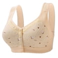thumbnail image 4 of Lenpel Women's Plus Size Front Closure Bras 3 Pc No Underwire Printed Full Coverage Bralettes Comfortable Everyday Bras(Purple,Small), 4 of 6