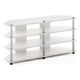 thumbnail image 1 of Pemberly Row Easy Assembly 4-Tier Corner TV Stand for White Oak/Stainless Steel, 1 of 6