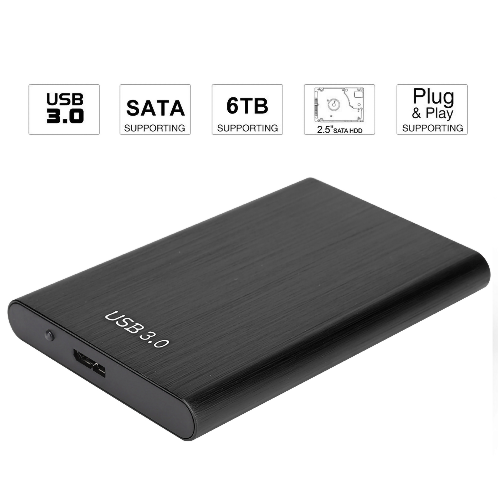 External Hard Drive Case, Portable USB 3.0 External SSD Enclosure Professional Fast Transmission  for Hard Disk for Men Women for Laptop