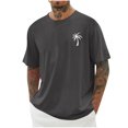 thumbnail image 1 of T-shirts pour Hommes Imprimés Palmier Graphiques T-Shirts Décontractés Été Plage Hawaïenne Manches Courtes Col Rond, 1 of 4
