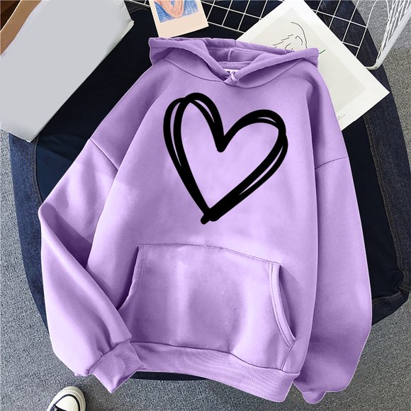 Clearance Deals yoeyez Hoodies for Teen Girls Plus Size Casual Pullover Tops with Hooded Lightweight Drawstring Tops with Pockets