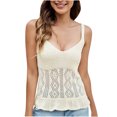 thumbnail image 1 of Timegard Camisoles pour Femmes à Oeillets, Bas à Volants, Col en V, Sans Manches, Chic Décontracté, Débardeur, Tenue de Plage, 1 of 5