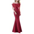 thumbnail image 2 of UPPADA Wedding Guest Dresses for Women One Shoulder Ruched Formal Evening Dress Wrap Ruffle Hem Dress Halter Bodycon Maxi Dress High Waist Party Prom Gown Cocktail Dress Clearance on sale, 2 of 5