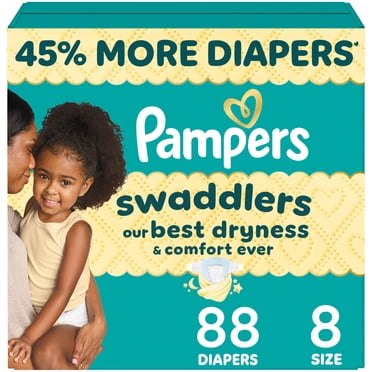 Pampers Swaddlers Diapers, Size 8 (30+ lbs), Absorbent, Keeps Baby Dry and Comfortable, Skin Safe Disposable Baby Diaper
