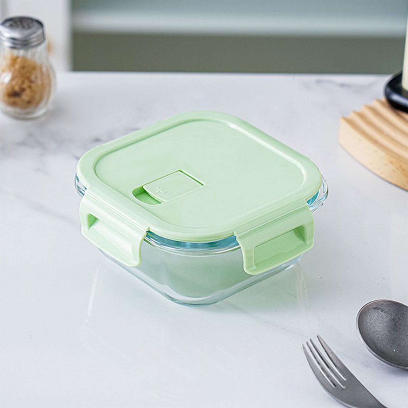 Birdeem Microwave Safe Glass Lunch Box, Reusable Bento Container for Students and Office Workers, Heat Resistant Dishwasher Safe Meal Prep Box with Leak-Proof Lid