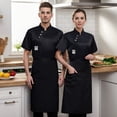 thumbnail image 2 of Men's Cardigan Unisex Chef Coat Jacket for Cooking Restaurant Work Kitchen Apparel Tops, 2 of 7