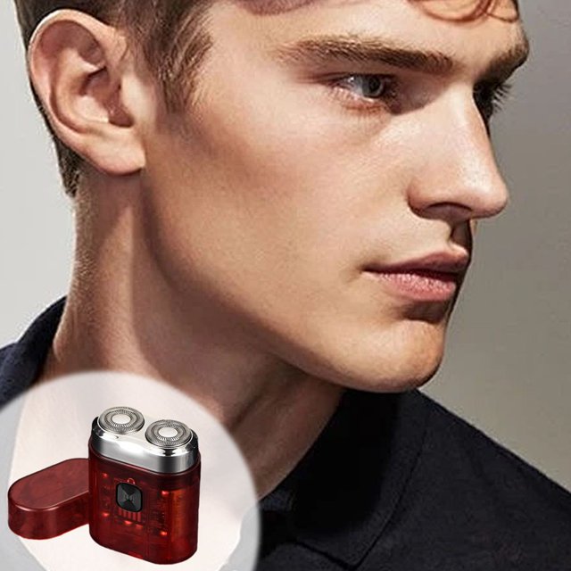 LOVEVER Portable Mini Electric Shaver for Men with Transparent Design Dual Rotary Floating Head LCD Display USB Rechargeable Waterproof Travel Razor 4 Colors Available - Single Unit