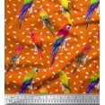 thumbnail image 1 of Soimoi Orange polyester Crepe Fabric Macaw Parrot Bird Print Fabric by Yard 42 Inch Wide, 1 of 3