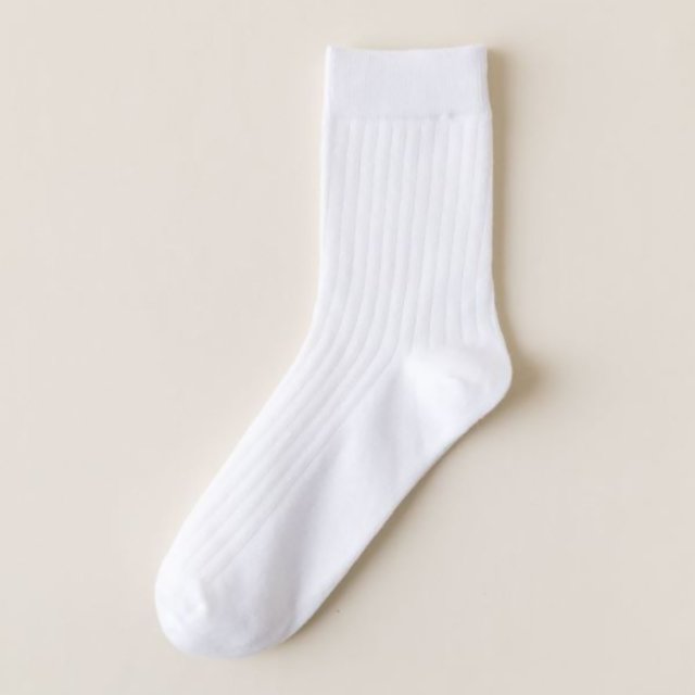 Solid Color Vertical Strip Socks Mid Tube Socks Classic Casual Comfort Cotton Socks