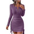 thumbnail image 1 of XZNGL Dresses for Women Long Sleeve Womens Tops Long Sleeve Womens Fashion Solid Color Long Sleeve Lace Drawstring Dresses Womens Long Sleeve Tops Long Sleeve Womens Tops Women Tops Long Sleeve, 1 of 7