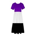 thumbnail image 3 of Tumotour Robe d'Été pour Femmes, Imprimée, Ample, Décontractée, à Manches Courtes, Col Ras du Cou, Ligne A, Évasée, Fluide, à Étages, Chemise, Maxi, Plage, Longue, 2025, Tenues Tendance avec Poches, 3 of 4