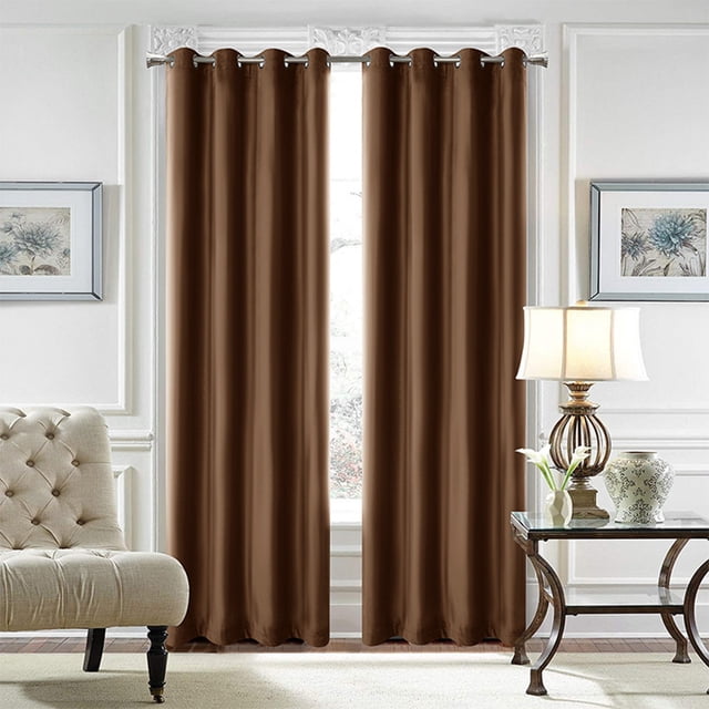 Innerwin Rideaux Protection UV Occultants Écoénergétiques Luxe à Oeillets Couleur Unie Rideaux Fenêtre Brun Foncé L:52"Xh:96 Pouces