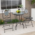 thumbnail image 4 of Gymax 24 Inch Patio Bistro Table Metal Structure w/ Ceramic Tile Tabletop Heavy-Duty, 4 of 8
