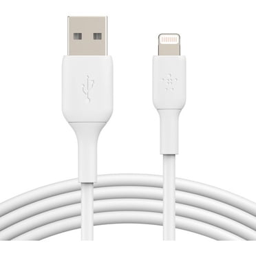 Belkin BoostCharge USB-A to Lightning Cable - (3.3ft/1M) MFi Certified, Soft, Flexible Fast-Charging Cable, Lightning iPhone Charger Cord for iPhone 14 & Earlier Series, iPad 9th Gen & AirPods White