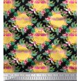 thumbnail image 2 of Soimoi Black polyester Crepe Fabric Flamingo & Bird Decor Fabric Printed Yard 42 Inch Wide, 2 of 5