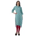 thumbnail image 3 of Moomaya Kurti Indienne Imprimée Tunique en Coton pour Femme Col Mandarin Kurta Longueur Genou, 3 of 6