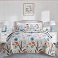 thumbnail image 1 of JML Ensemble de Courtepointe Florale, 3 Pcs, Microfibre Douce, Très Grand Lit, Bleu, 1 of 6