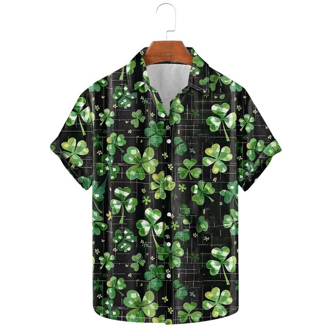 Weiqiqre Mens Sweatshirt Funny Love Pattern Printed Short Sleeve Quick Dry Button Down Lapel Shirt