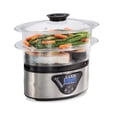 thumbnail image 1 of Hamilton Beach Digital Electric Food Steamer & Rice Cooker for Quick, Healthy Cooking for Vegetables and Seafood, Stackable Two-Tier Bowls, 5.5 Quart, Black & Stainless Steel, 1 of 10