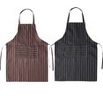 thumbnail image 1 of 2PCS Waterproof Apron Simple Fashion Stripe Apron Kitchen Oilproof Adults Apron Cooking Apron for Women Men (Coffee, Bla, 1 of 8