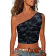 thumbnail image 2 of Leutsin Womens Print Tank Crop Tops Sleeveless One Shoulder Shirt Summer Charming Tees, 2 of 7