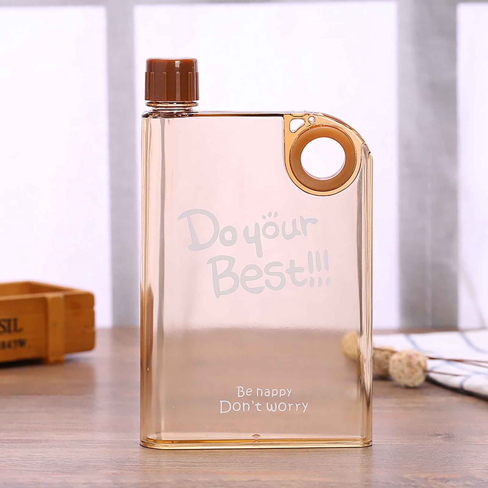 pstuiky Transparent Plastic Water Bottle A5 Notebook Design, Large Capacity, Portable & Durable for Outdoor, Travel, Office, Gym Bpa-Free, Easy to Clean, Leak-Proof Flat Water Container