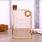 pstuiky Transparent Plastic Water Bottle A5 Notebook Design, Large Capacity, Portable & Durable for Outdoor, Travel, Office, Gym Bpa-Free, Easy to Clean, Leak-Proof Flat Water Container