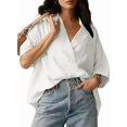 thumbnail image 2 of Blouse Décontractée Habillée pour Femmes, Manches Courtes, Col en V, Chemise de Travail Blanche m, 2 of 8