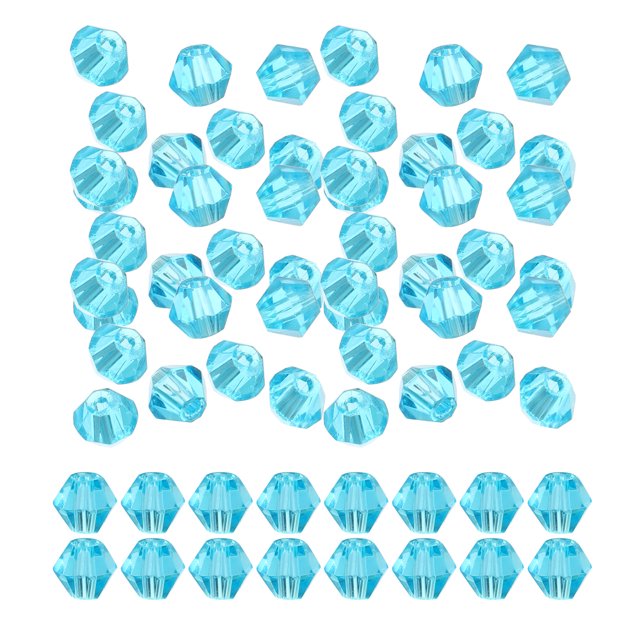 Uxcell 1600Pcs 4mm Bicone Glass Beads Small Faceted Blue