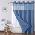 thumbnail image 3 of Rideau de Douche avec Poids Magnétiques / Tissu Polyester Robuste / Rideau de Salle de Bain Résistant à l'Eau pour Maison, Appartement, Dortoir, VR / Conception Réversible 71 x 80 Pouces avec Grands Oeillets, 3 of 5