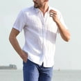 thumbnail image 4 of Mens Linen Short Sleeve Summer Solid Shirts Casual Loose Dress Soft Tops Tee, 4 of 5