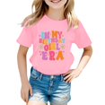 thumbnail image 1 of Hauts Enfants Étagère Soutiens-Gorge Filles Mode Décontractée Lettre Col Rond Manches Courtes T-Shirt Top3, 1 of 3