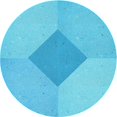 thumbnail image 1 of Ahgly Company Machine Washable Indoor Round Transitional Bright Cyan Blue Area Rugs, 6' Round, 1 of 7