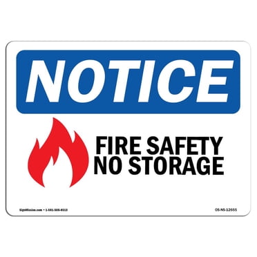 Panneaux d'Avis OSHA - Panneau de Sécurité Incendie Sans Rangement avec Symbole / Autocollant d'Étiquette en Vinyle / Protégez Votre Entreprise, Chantier, Entrepôt / Fabriqué aux É.-U.