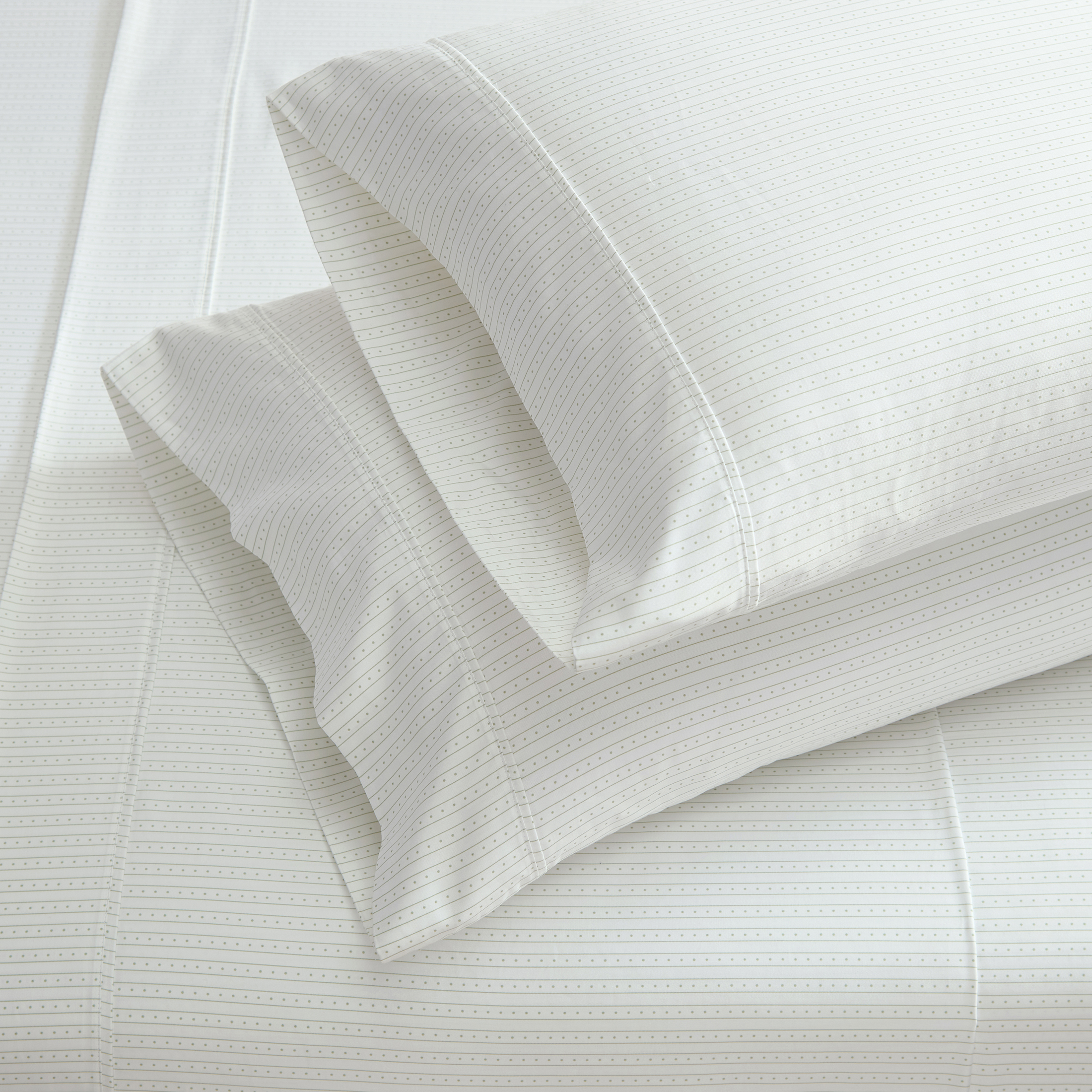 Martha Stewart Everyday Pima Cotton 600 Thread Count Dottie Stripe Green Sheet Set Double