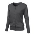 thumbnail image 2 of Cardigan à Col Rond pour Femmes, Mode Durable, Tricoté, Manches Longues, Grandes Tailles, Coupe Ample, Couleur Unie, Veste Chandail Courte, Cardigan - Hontri, 2 of 4