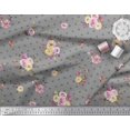 thumbnail image 2 of Soimoi Gray polyester Crepe Fabric Leaves,Small Circle & Floral Decor Fabric Printed BTY 42 Inch Wide, 2 of 3