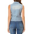 thumbnail image 4 of INSPIRE CHIC Women's Washed Denim Button Sleeveless Vest Jacket with Pockets M Sky Blue, 4 of 5