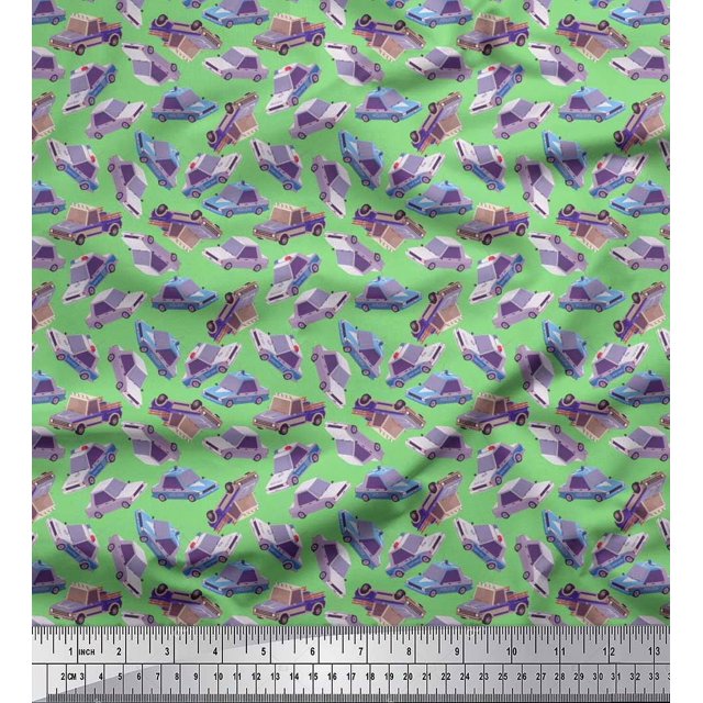 Soimoi Rayon Fabric Car Transport Decor Fabric Printed Yard 42 Inch Wide