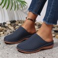 thumbnail image 4 of Platform Closed Toe Sandals for Women Comfortable Slip On Wedge Sandals Hollow Out Soft Sole Backless Clogs Blue Size 8, 4 of 6