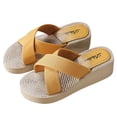 thumbnail image 2 of LSLJS Summer Ladies Grass Slippers High Heel Beach Shoes Cross Strap Slippers, Women's Slippers, 2 of 5