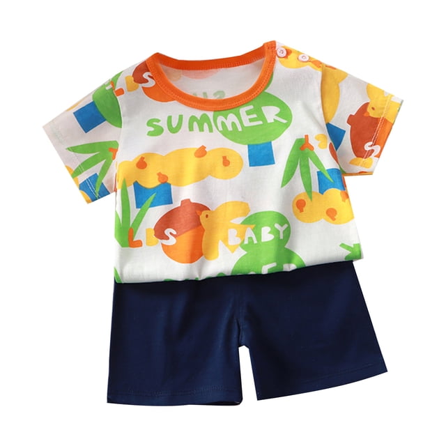 Birdeem Chemises pour Filles Vêtements d'Intérieur d'Été pour Enfants Col Rond Manches Courtes Shorts Ensemble Deux Pièces