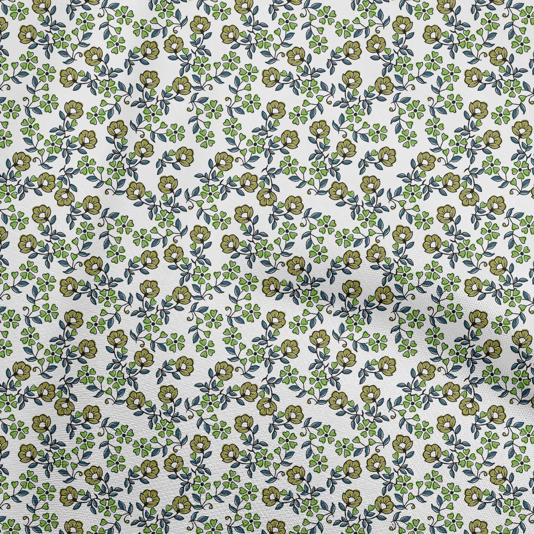 oneOone Rayon Olive Green Fabric Block Sewing Material Print Fabric By The Yard 56 Inch Wide