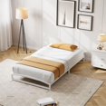 thumbnail image 2 of Ourlova Cadre de Lit Bas Simple Blanc 6 Pouces Plateforme en Métal Robuste avec Design en Arche Assemblage Facile Grande Capacité de Charge Rangement sous le Lit Aucun Sommier Requis, 2 of 8