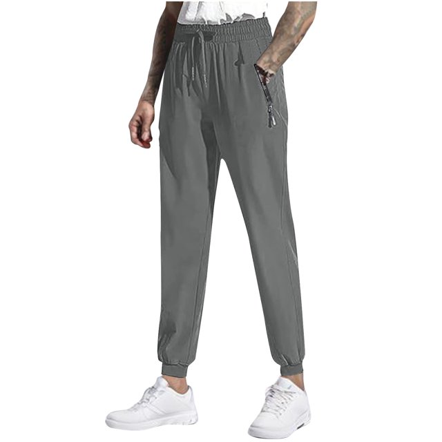 Men's Casual Fashion Pocket Elastic Ankle Binding Solid Color Elastic Waist Drawstring Pants