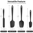 thumbnail image 2 of U-Taste 480°F High Heat Resistant Silicone Spatula Set of 4, BPA-Free Food Grade Kitchen Cooking Baking Mixing One Piece Seamless Flexible Rubber Scraper for Nonstick Cookware (Black), 2 of 9