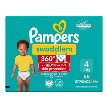 Pampers Diapers - Swaddlers 360° - Size 4, up to 100% Leakproof Comfy Dry Fit, EZ Off Tabs Designed for Easy Changes, Pull On Diaper